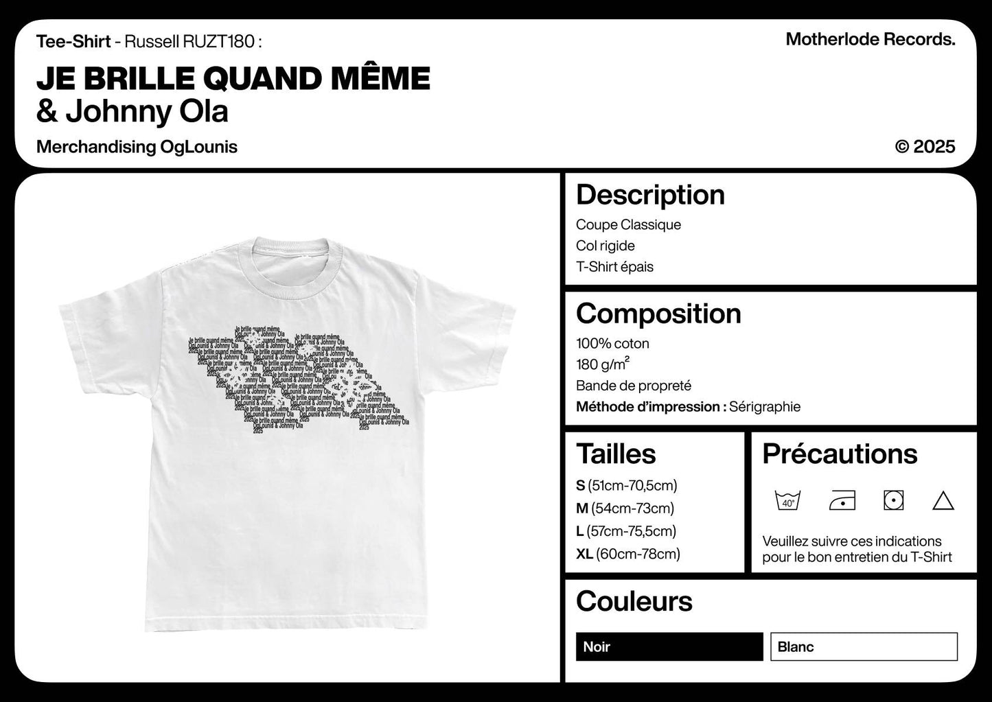 T-SHIRT "JE BRILLE QUAND MEME" version noir